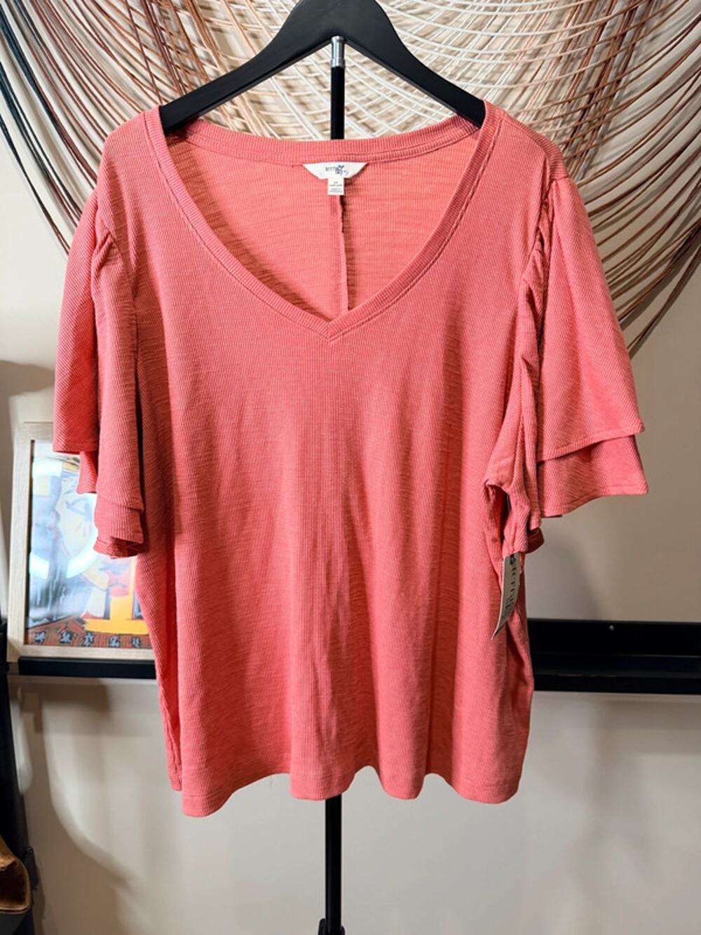 Terra and sky flutter Lee V-neck shirt 2X NWT 2727